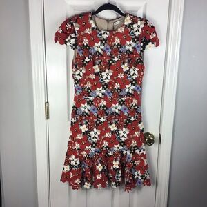 Alice + Olivia Imani Cap-Sleeve Floral Embroidered Dress Size 2